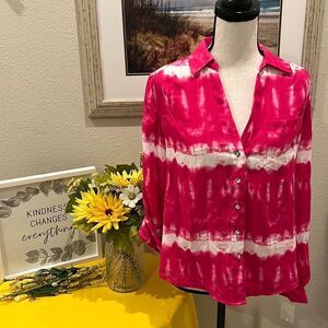 INC International Concepts Pink and White Blouse